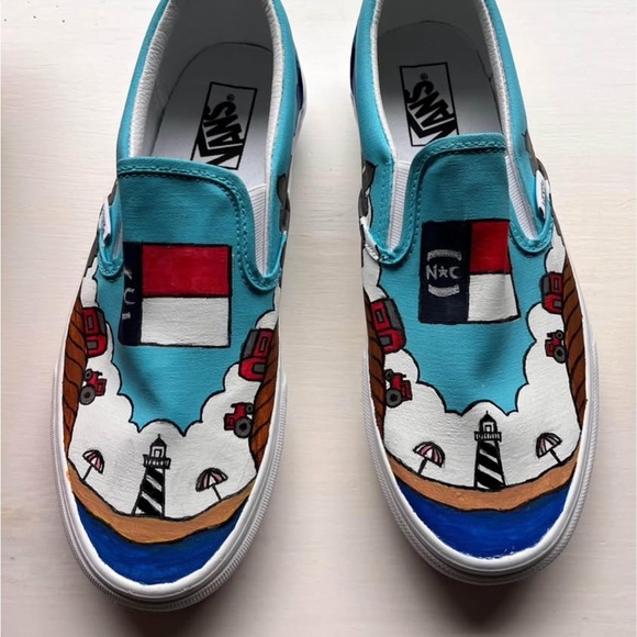Vans Custom Hand Painted Slip-On Sneakers-Men 9/women 10.5 - Picture 1 of 10